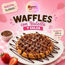 WAFFLES CON NUTELLA Y SALSAS